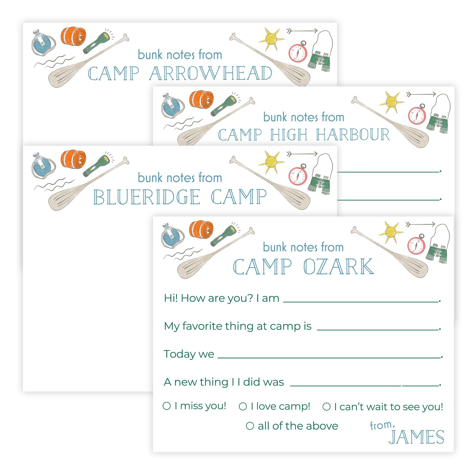Boys Camp Note Cards