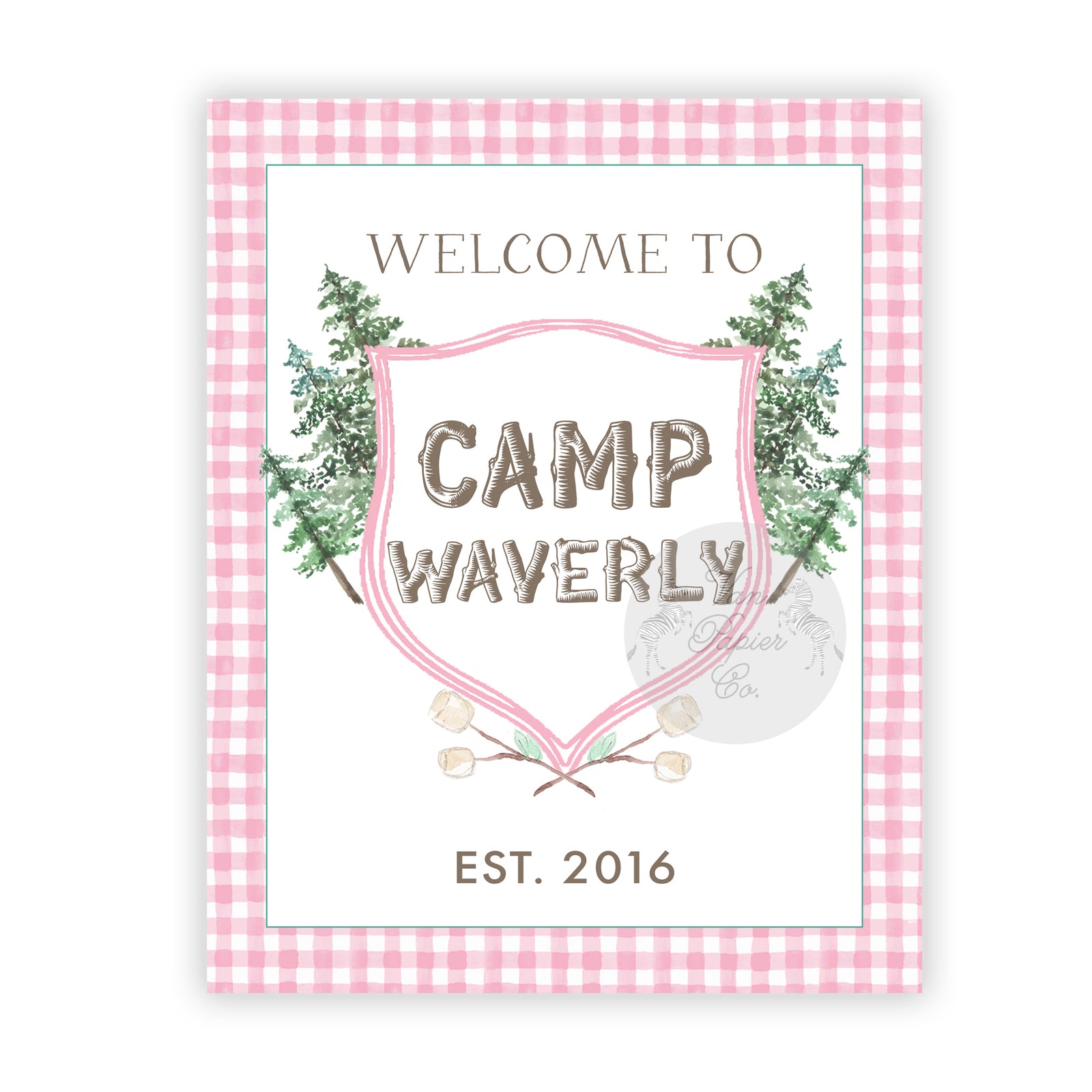 Camping Birthday Welcome Sign