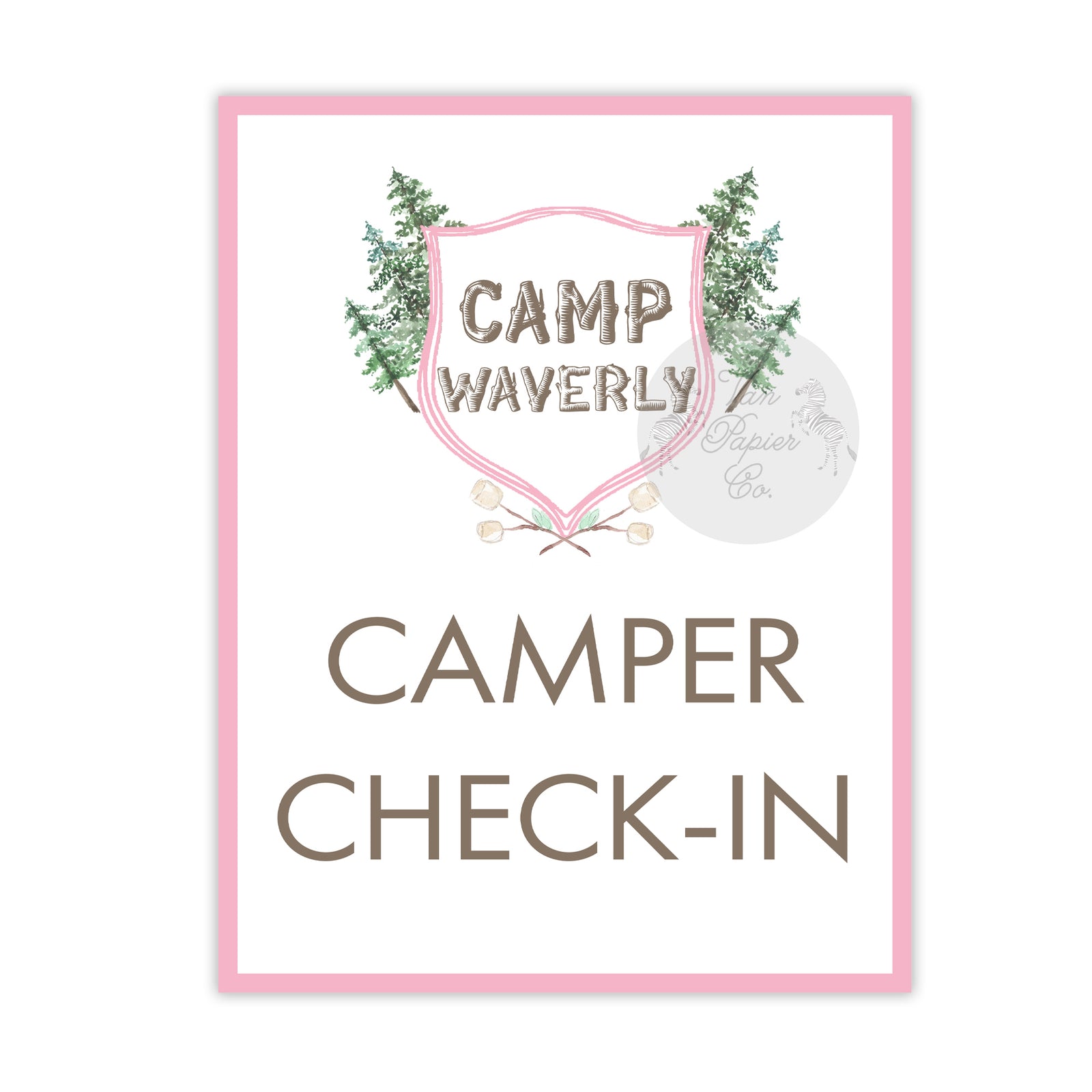 Camping Birthday Camper Check-In Sign