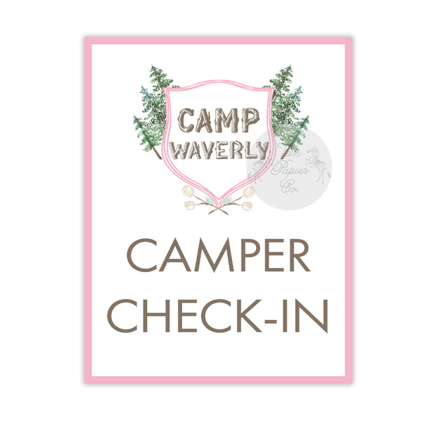 Camping Birthday Camper Check-In Sign - Van Papier Co.