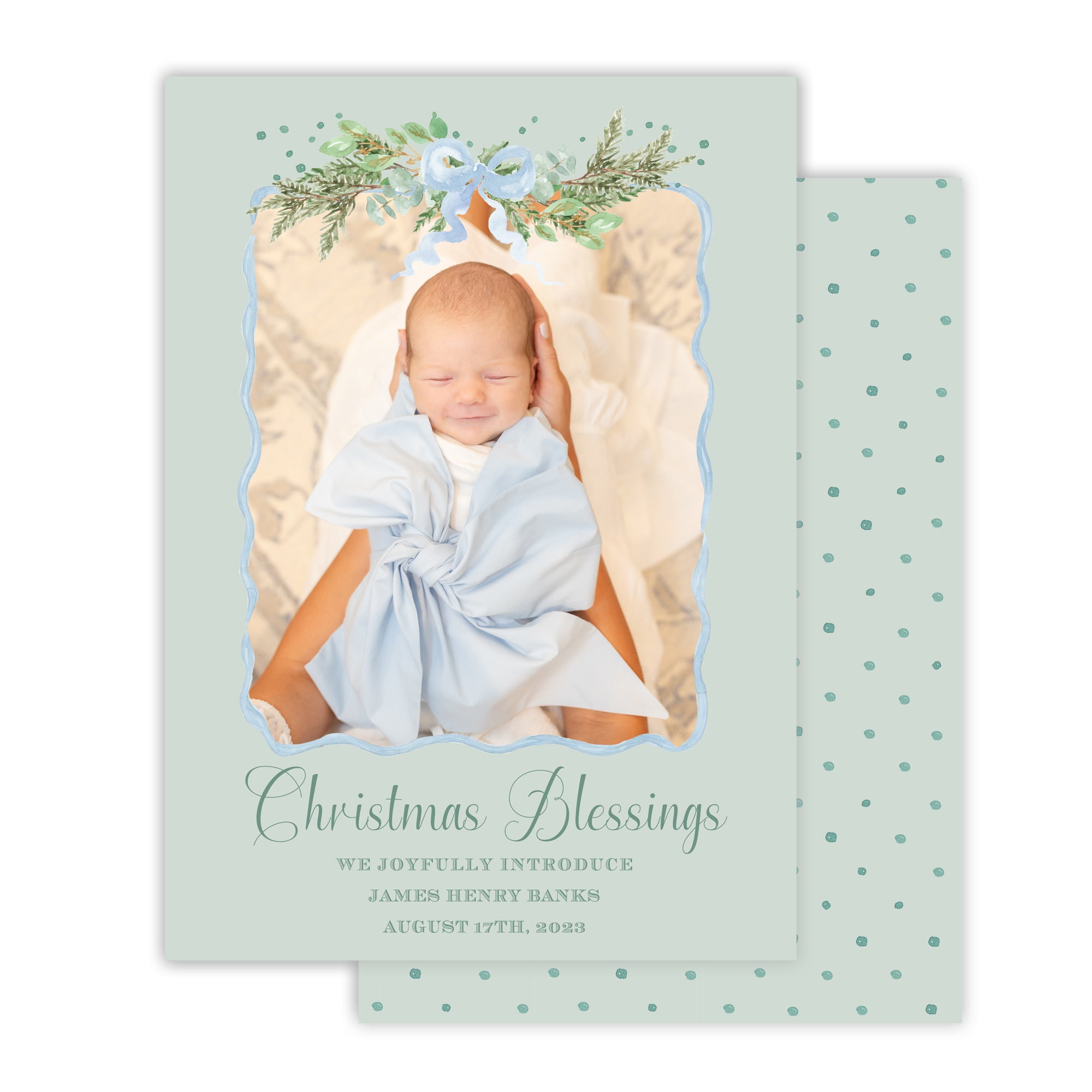 Blue Christmas Blessings Christmas Card