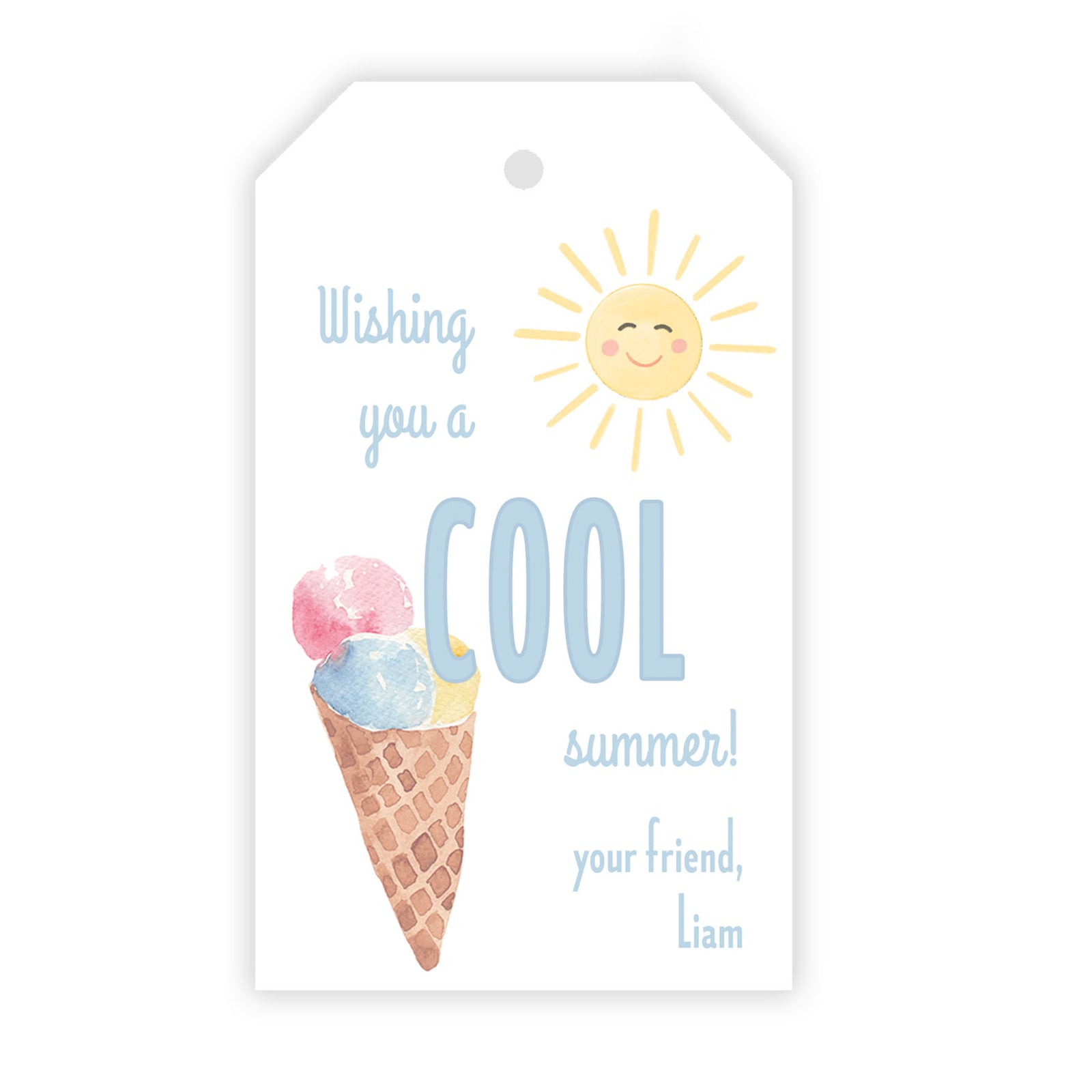 Watercolor Ice Cream Summer Tag