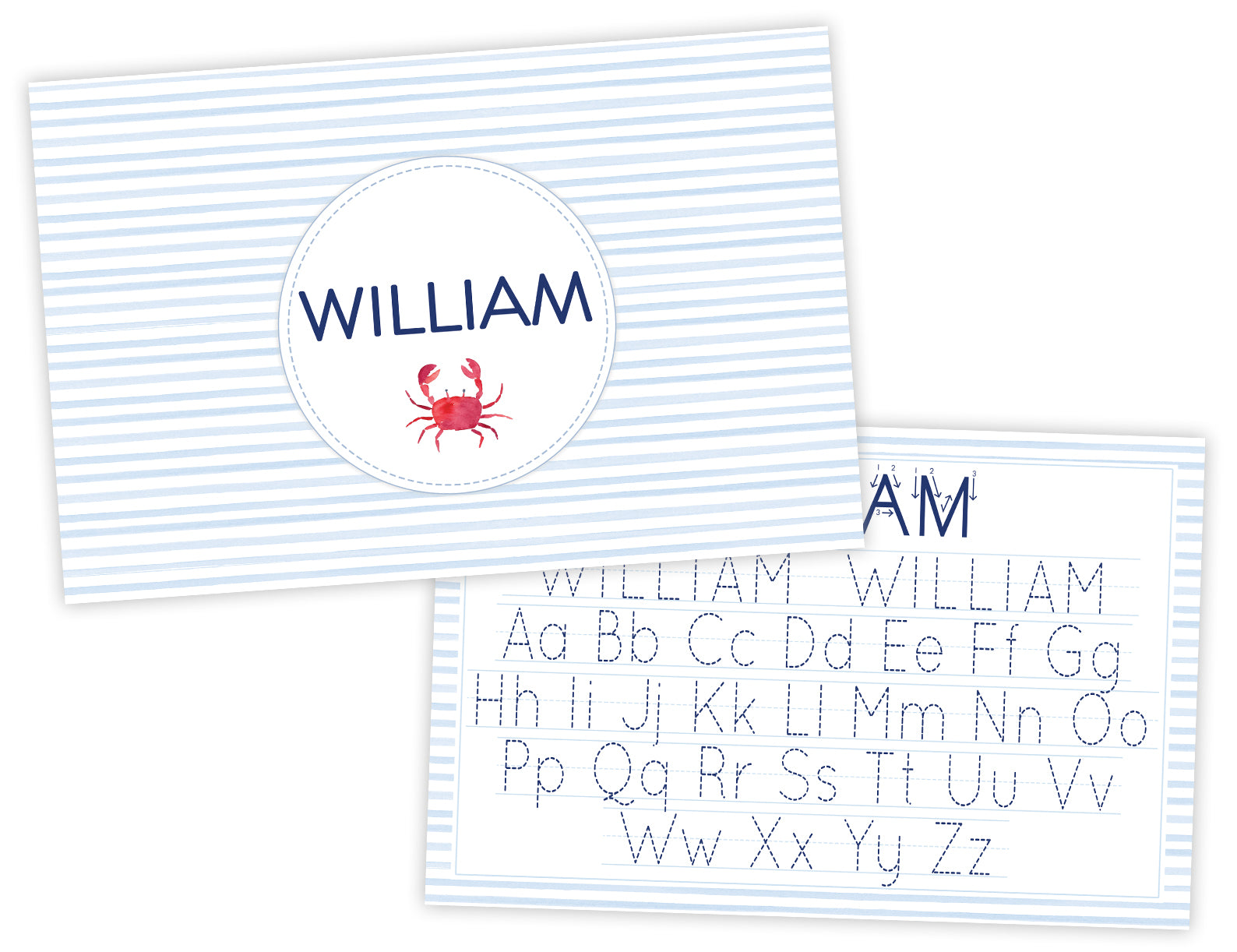 Laminated Crab Name Tracing Placemat