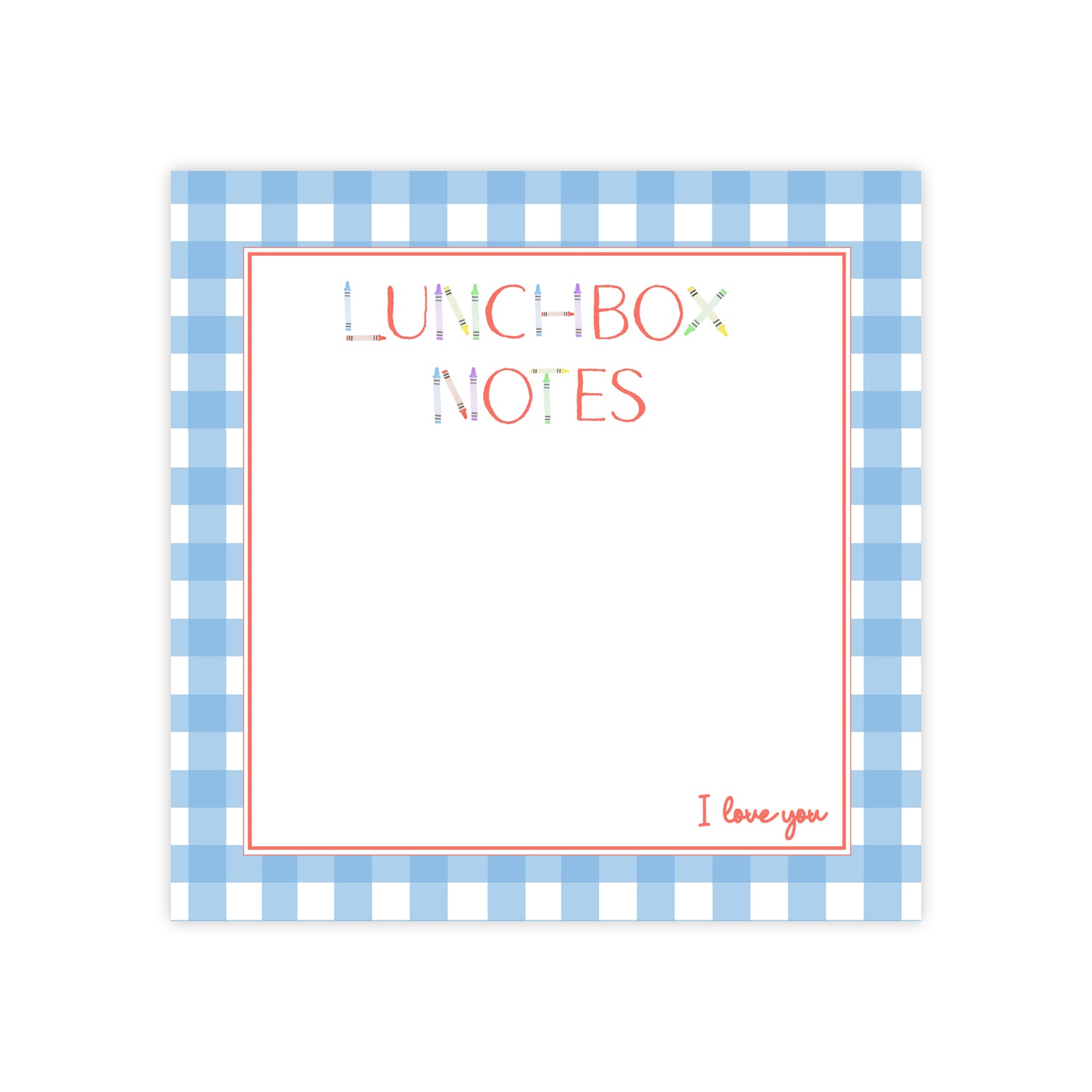 Gingham Lunchbox Love Notes Notepad