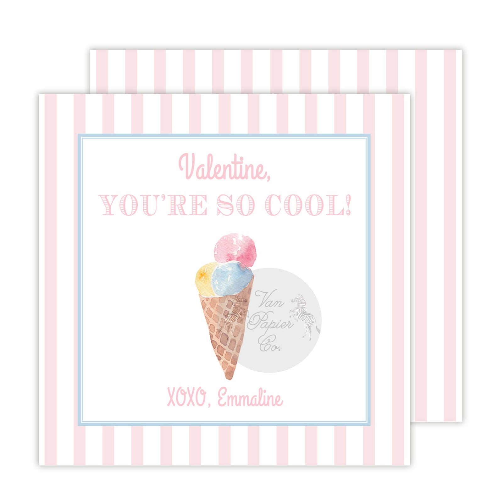 Watercolor Ice Cream Valentine Cards