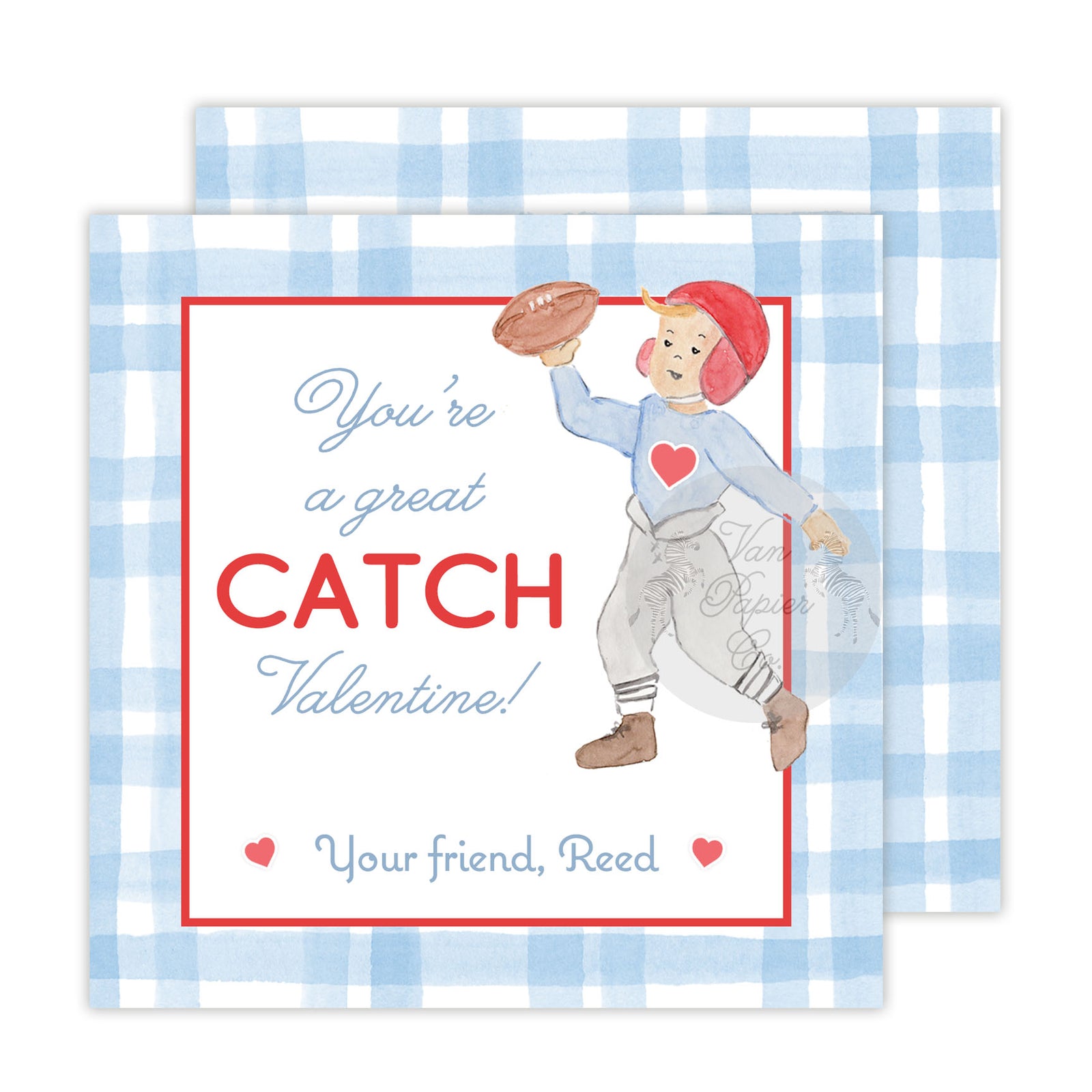 Watercolor Football Valentine Cards