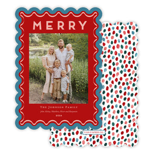 Red and Green Scalloped Holiday Card