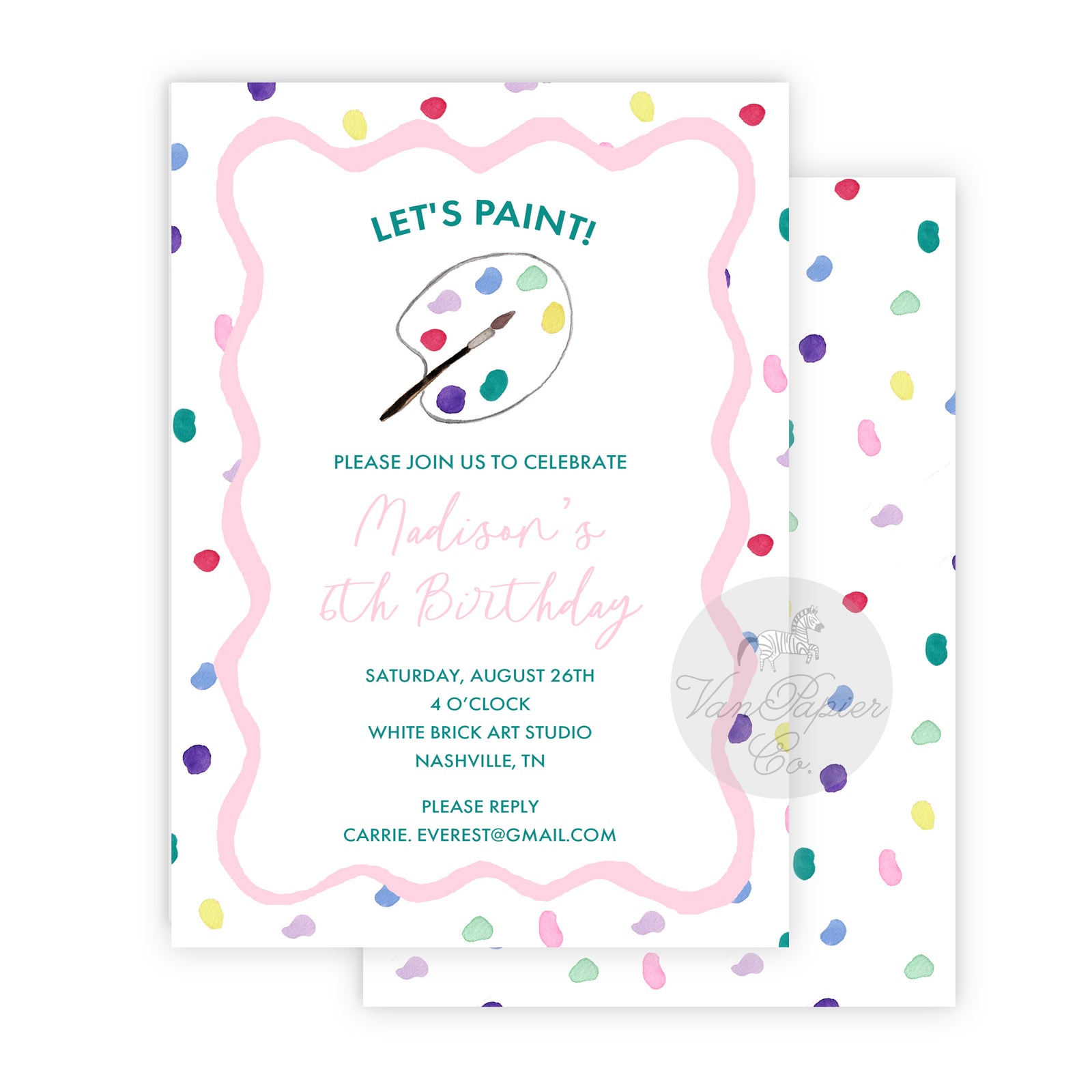 Art Party Birthday Invitation