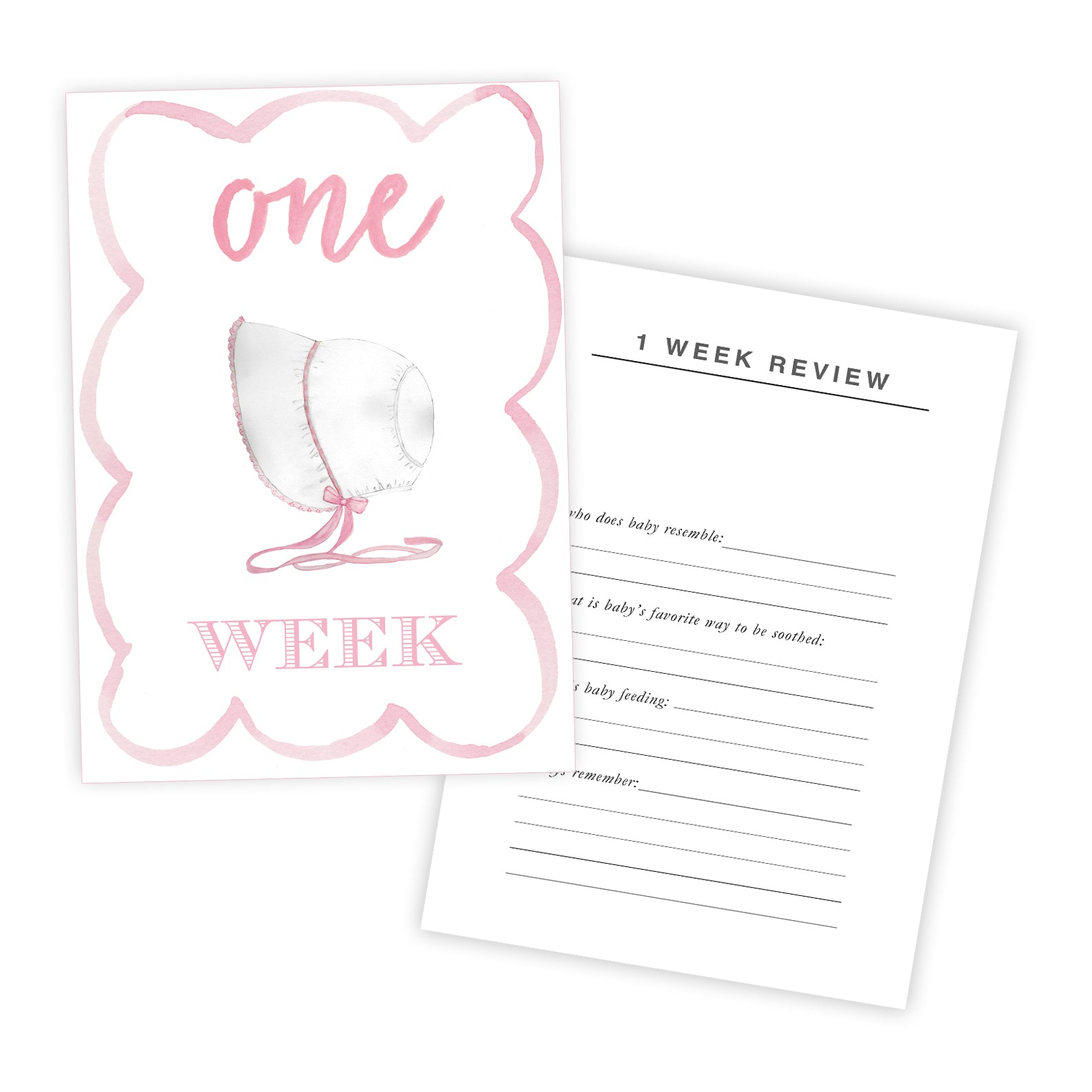 Girls Watercolor Scallop Milestone Cards