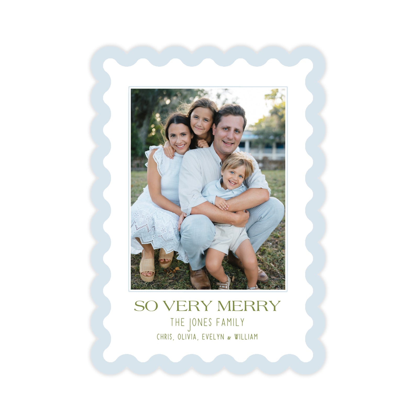 Color Matched Scallop Border Christmas Card