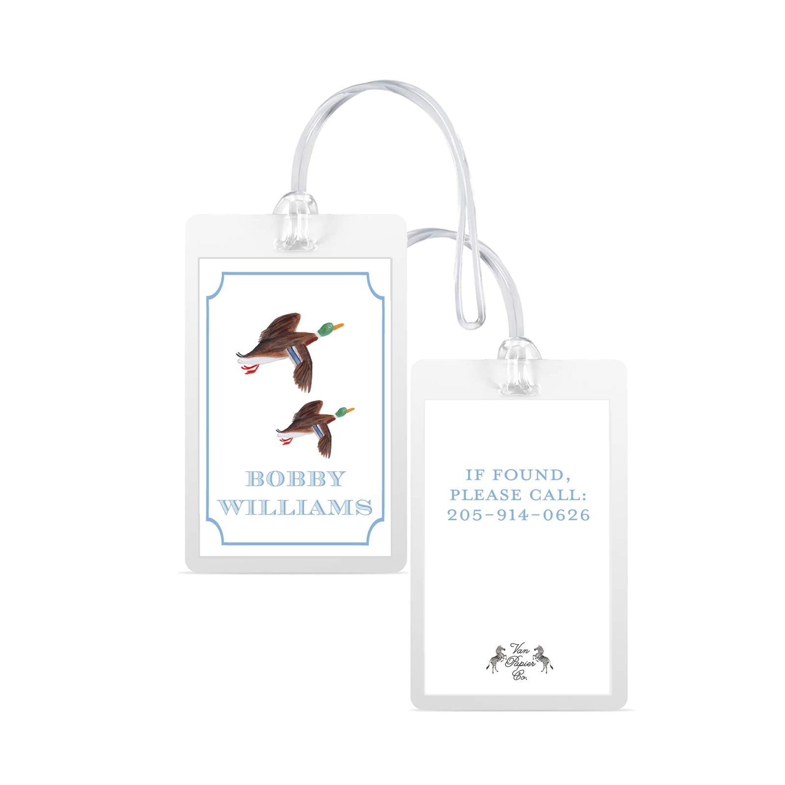Watercolor Duck Laminated Bag Tag