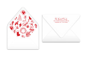 Red Toile Christmas Card