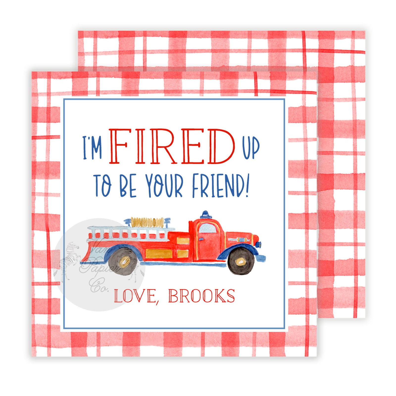 Fired Up Firetruck Valentine Tags