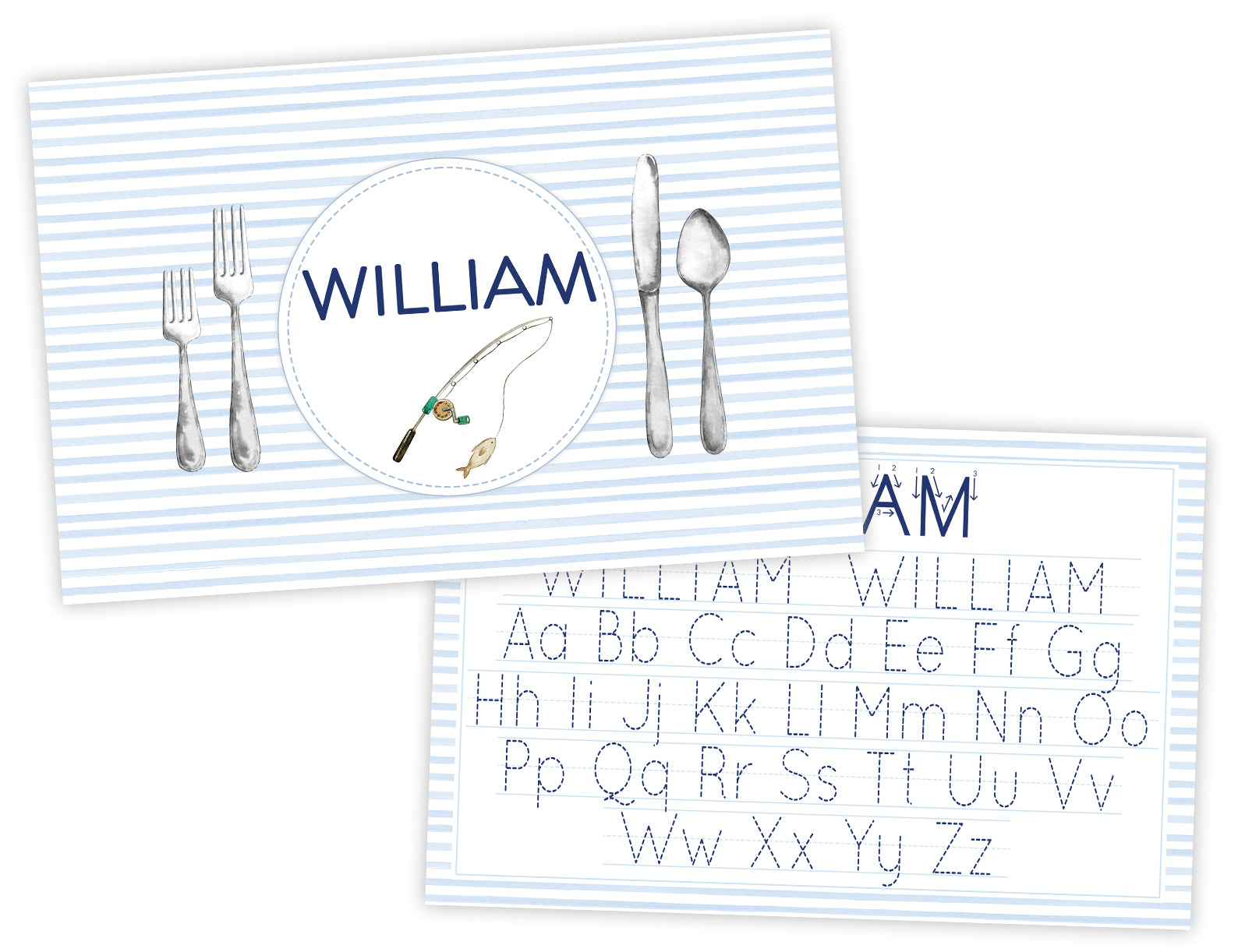 Laminated Fishing Name Tracing Placemat
