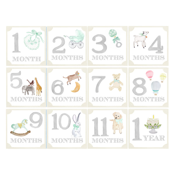Gender Neutral Watercolor Milestone Cards - Van Papier Co.