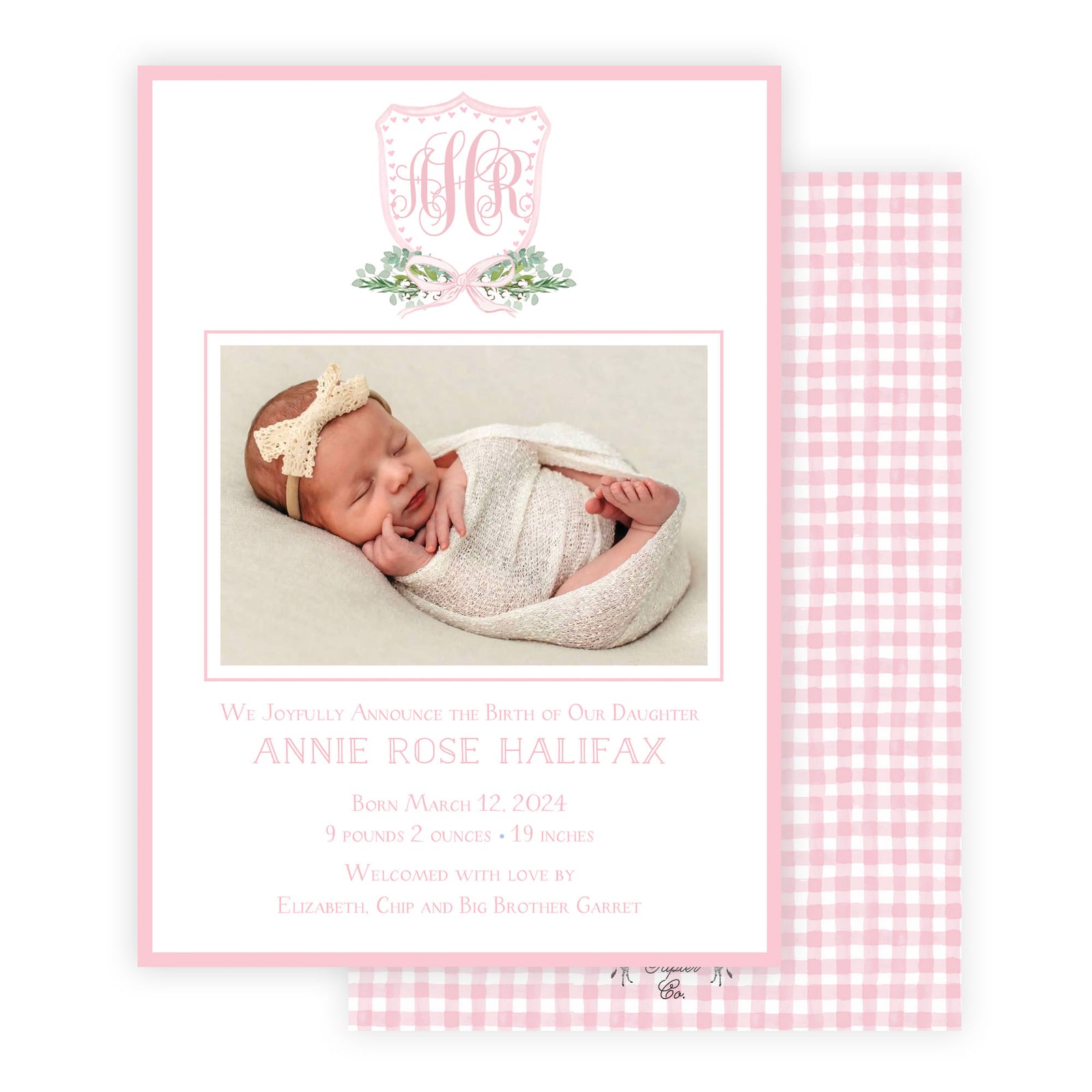 Girls Crest Birth Announcement