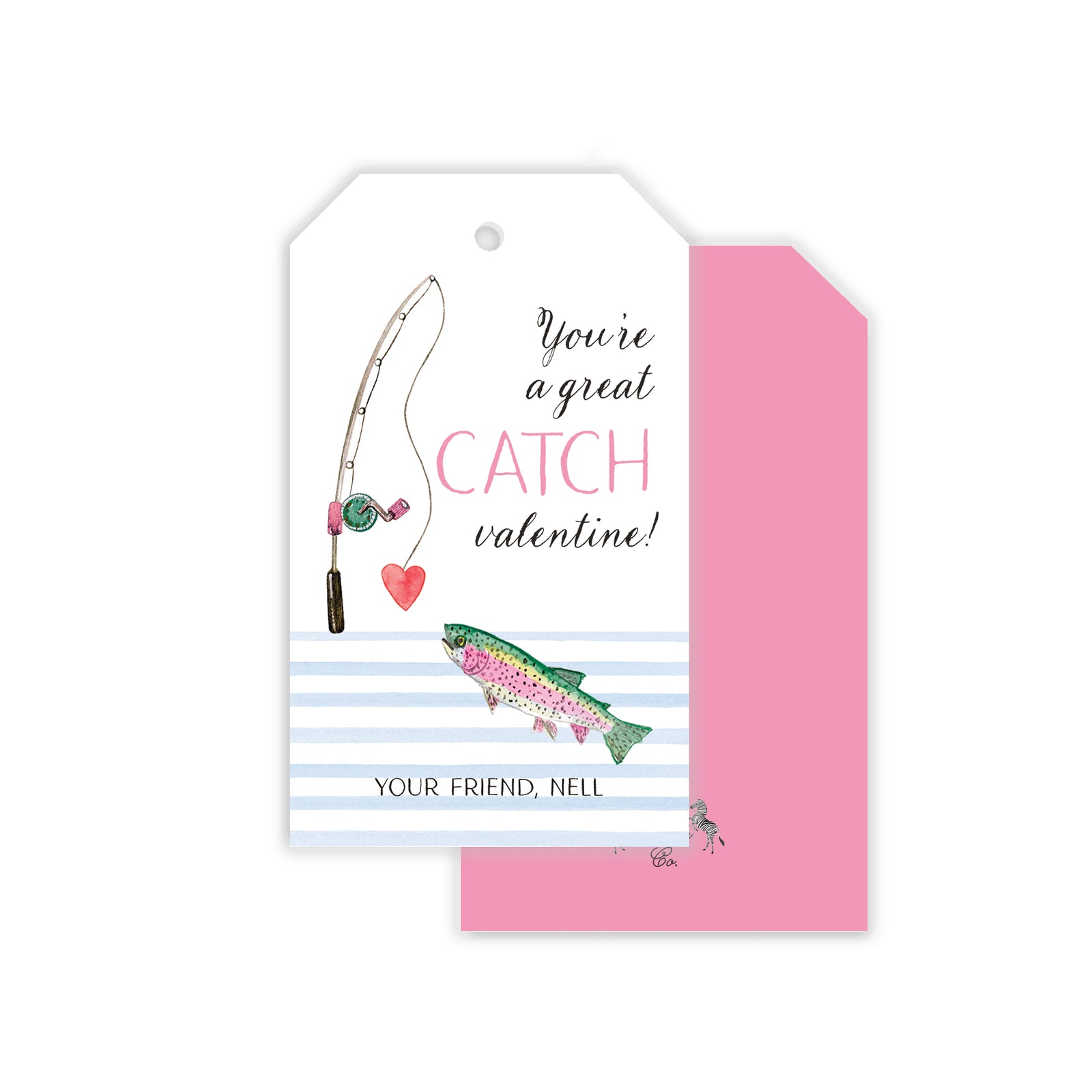 Pink Great Catch Valentine Tags