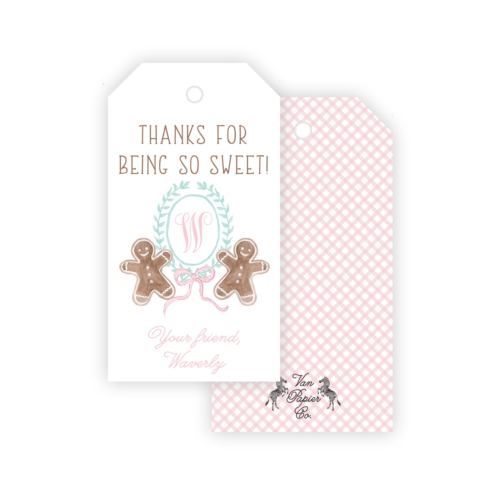 Watercolor Pink Gingerbread Gift Tags