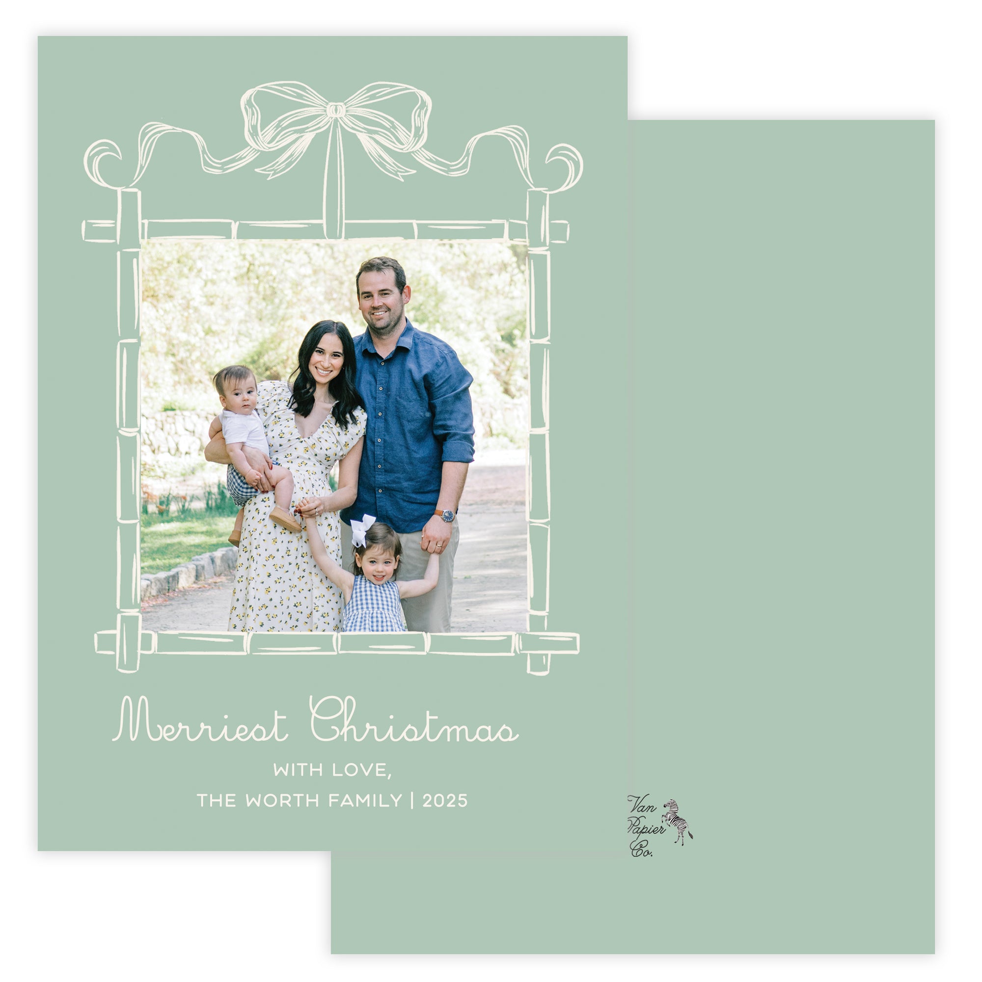 Green Bamboo Frame Christmas Card