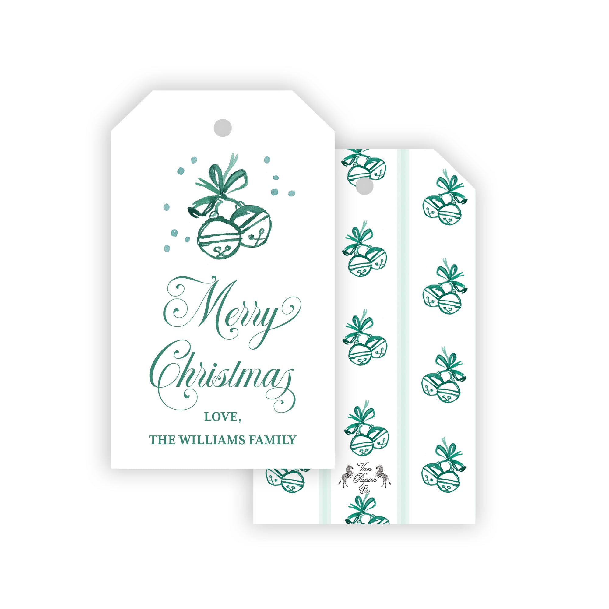 Green Bells Holiday Gift Tags