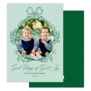 Green Floral Frame Christmas Card