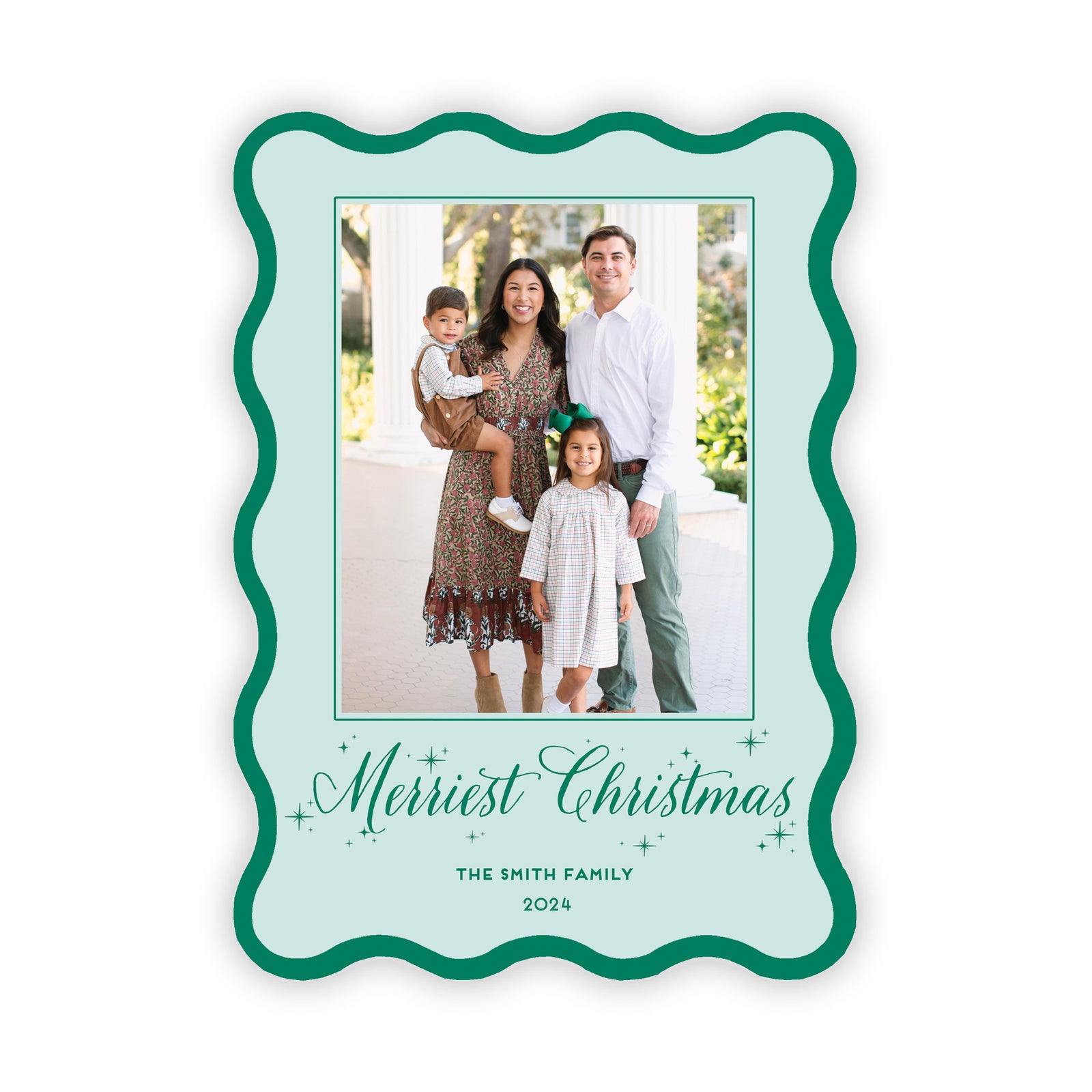 Merriest Christmas Wavy Border Christmas Card