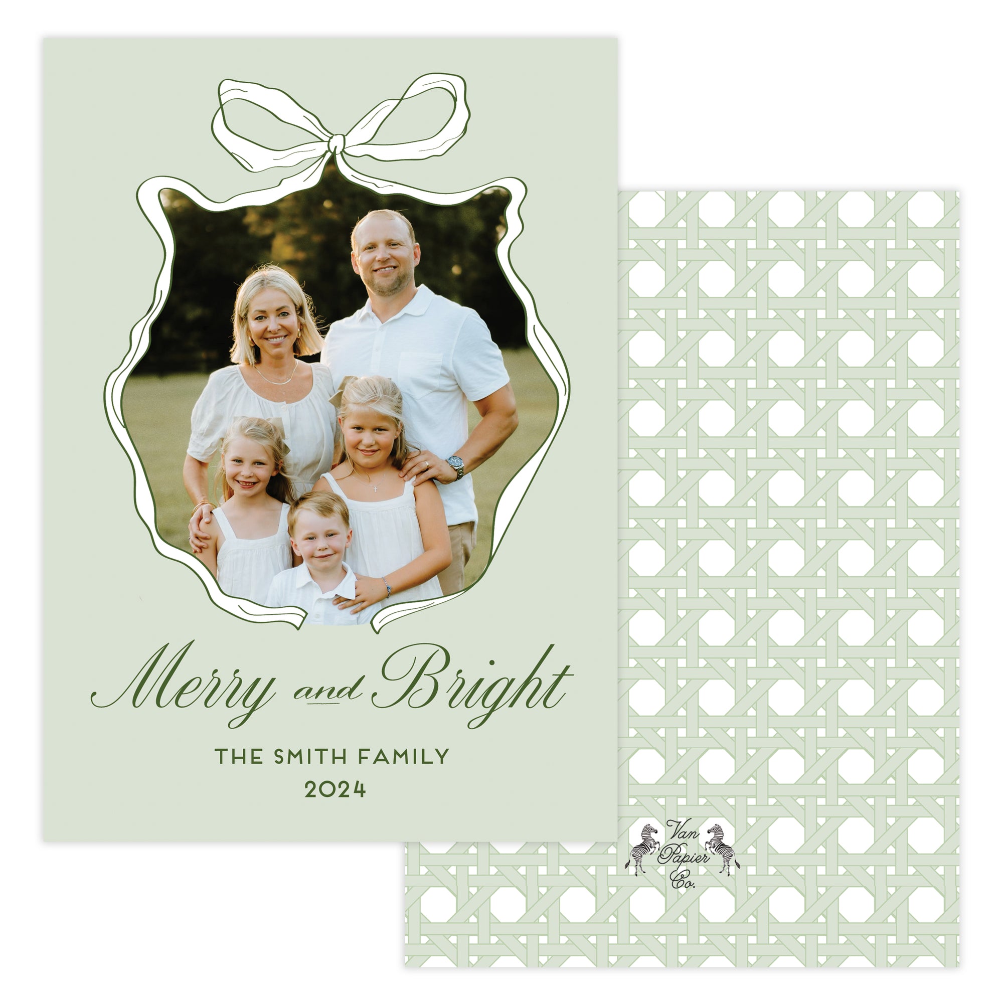 Merry and Bright Christmas Card - Green