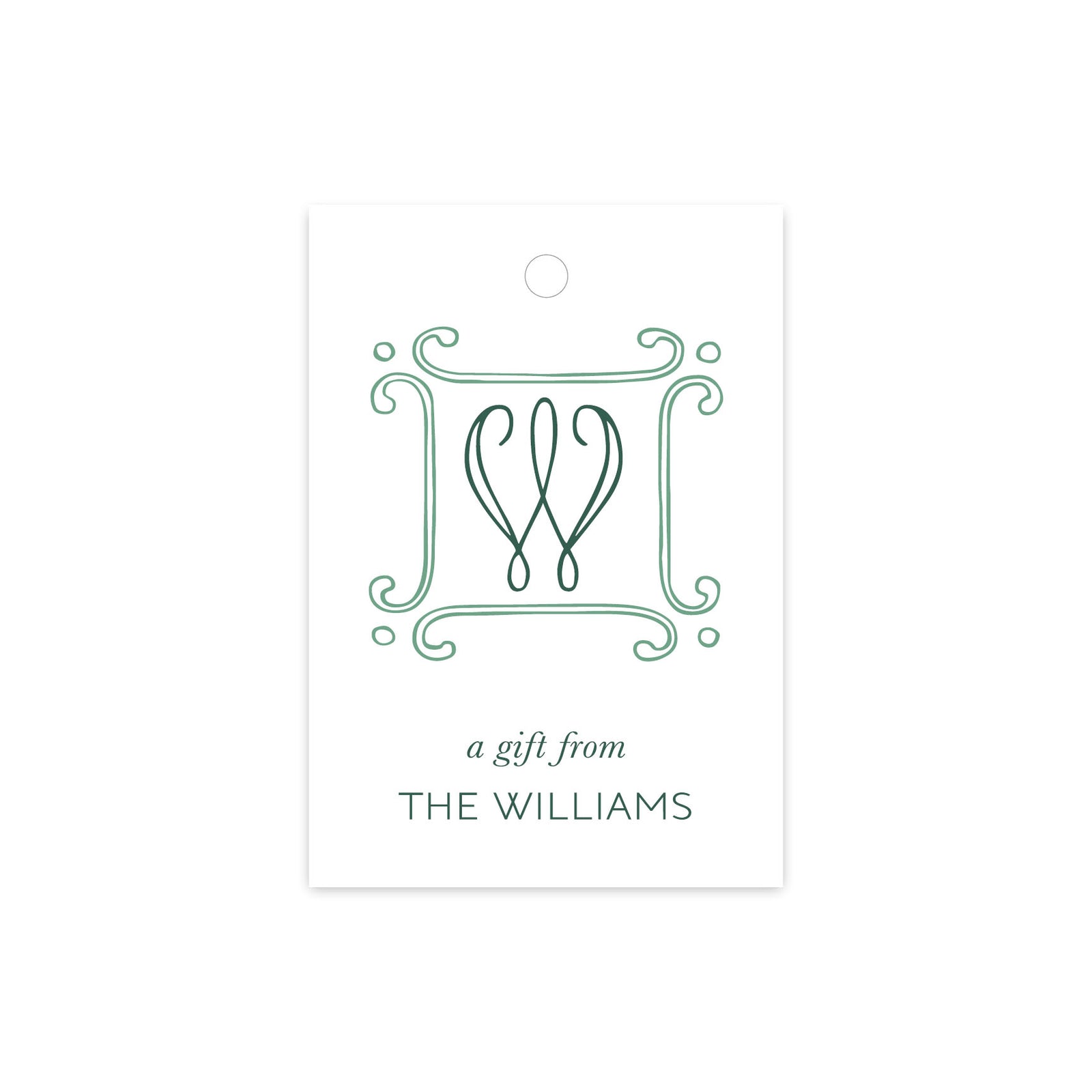Green Ornamental Initial Gift Tags