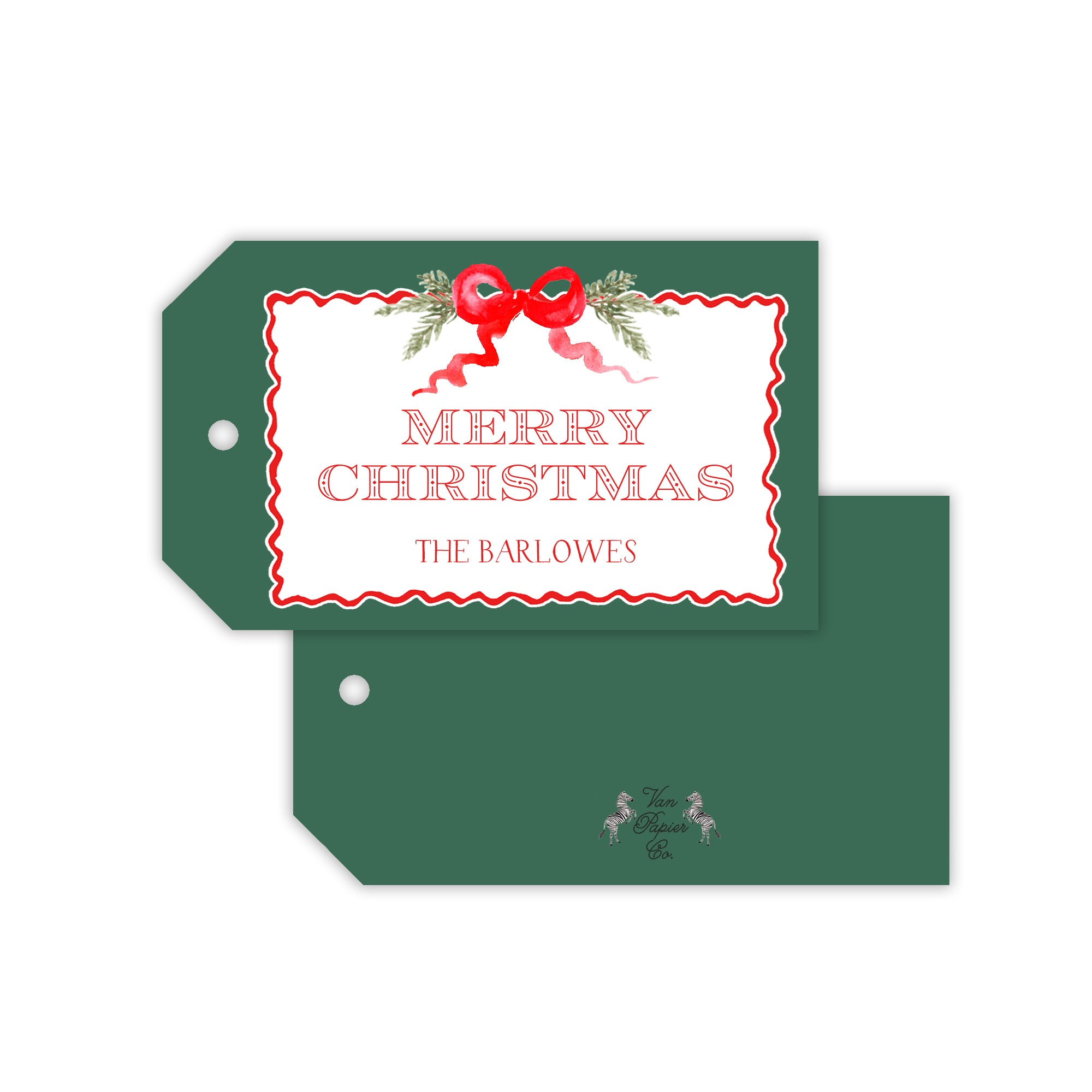 Green Ribbons and Bows Holiday Gift Tags