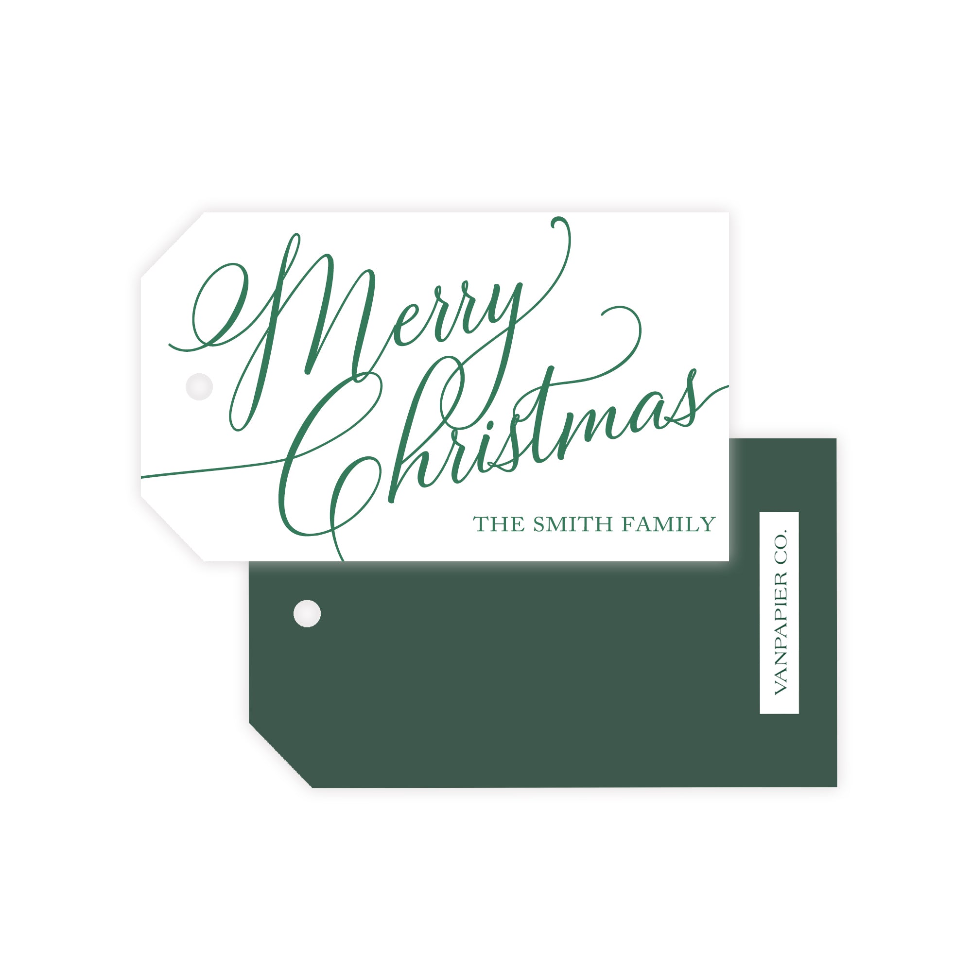 Green Merry Christmas Script Gift Tags