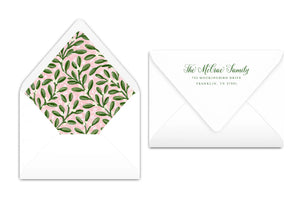 Pink and Green Scalloped Border Holiday Card