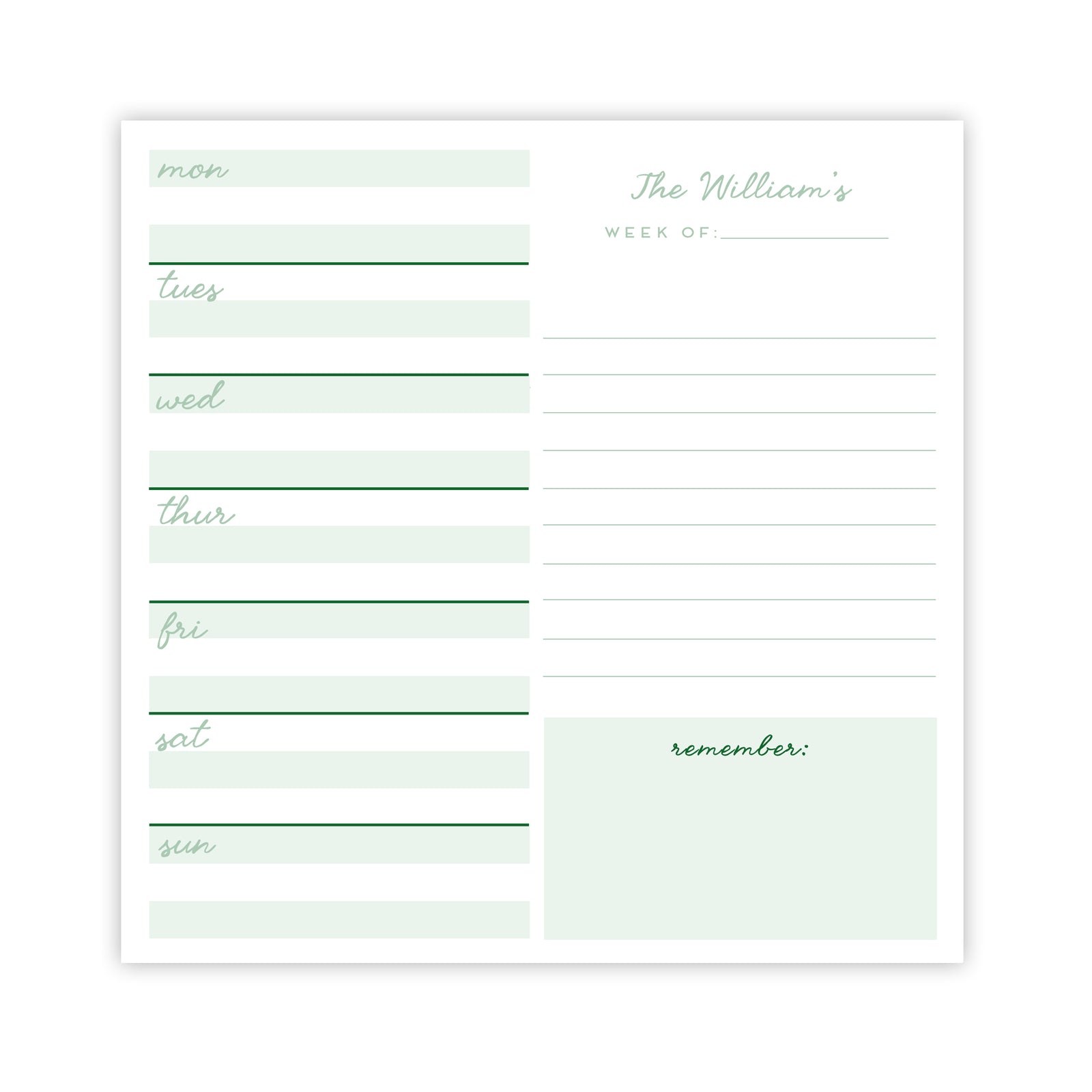 Weekly Meal Planning Notepad