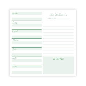 Weekly Meal Planning Notepad