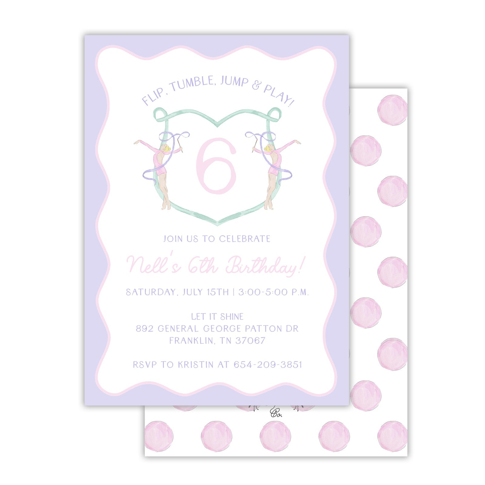 Watercolor Gymnastics Birthday Invitation