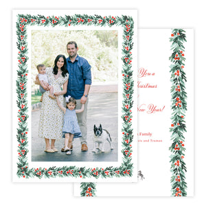 Holly Garland Frame Christmas Card