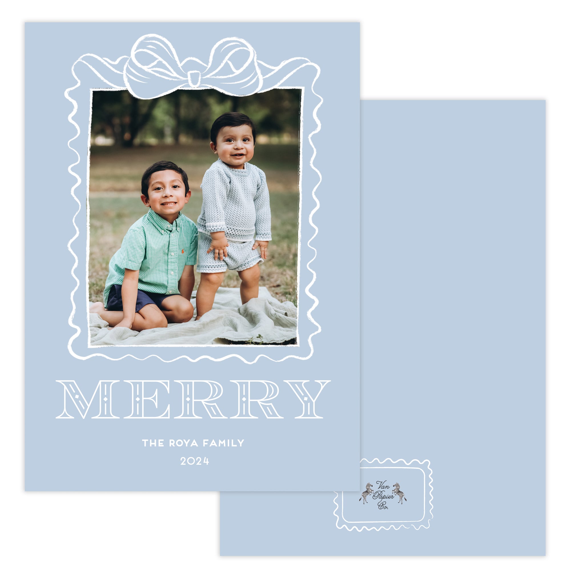 Light Blue Merry Christmas Card