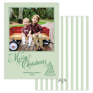 Green Striped Christmas Card