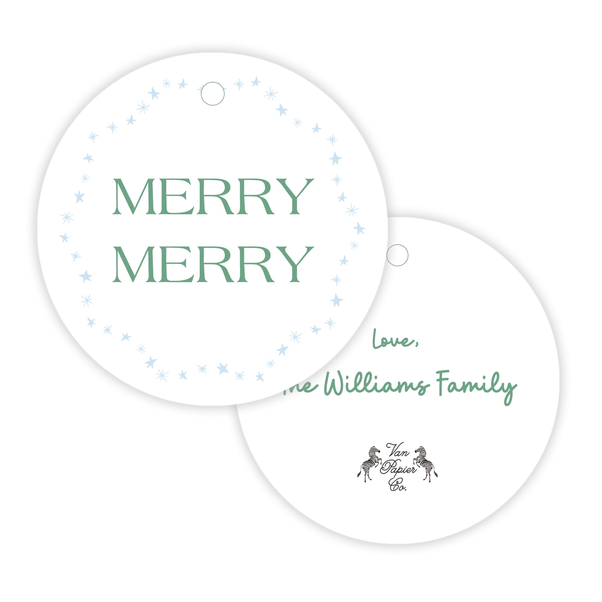 Round Merry Gift Tags