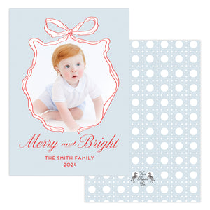 Coastal Blue Merry and Bright Christmas Card