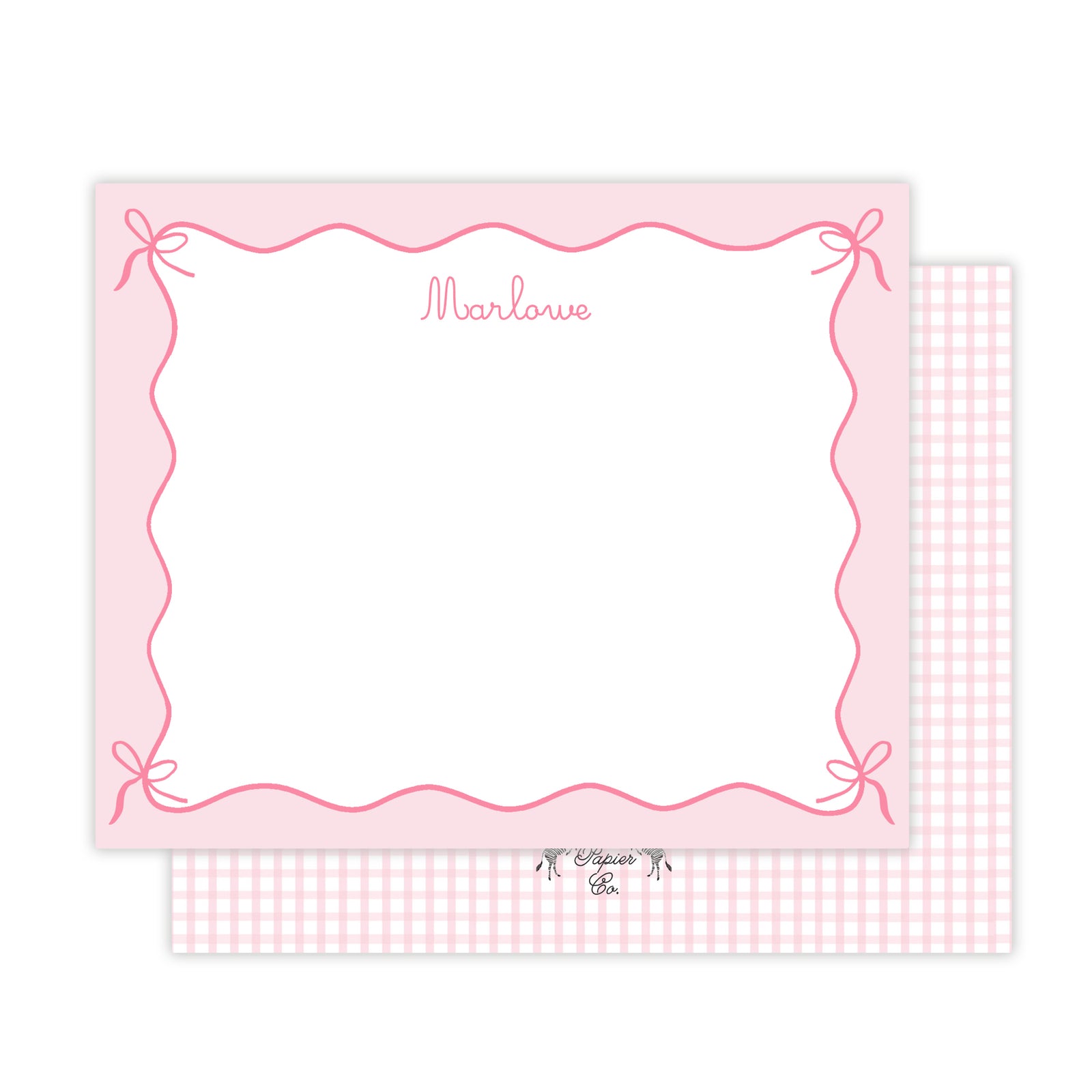Pink Bow Border Stationery