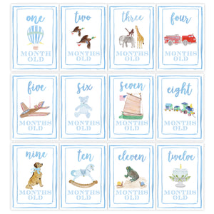 Boys Watercolor Milestone Cards