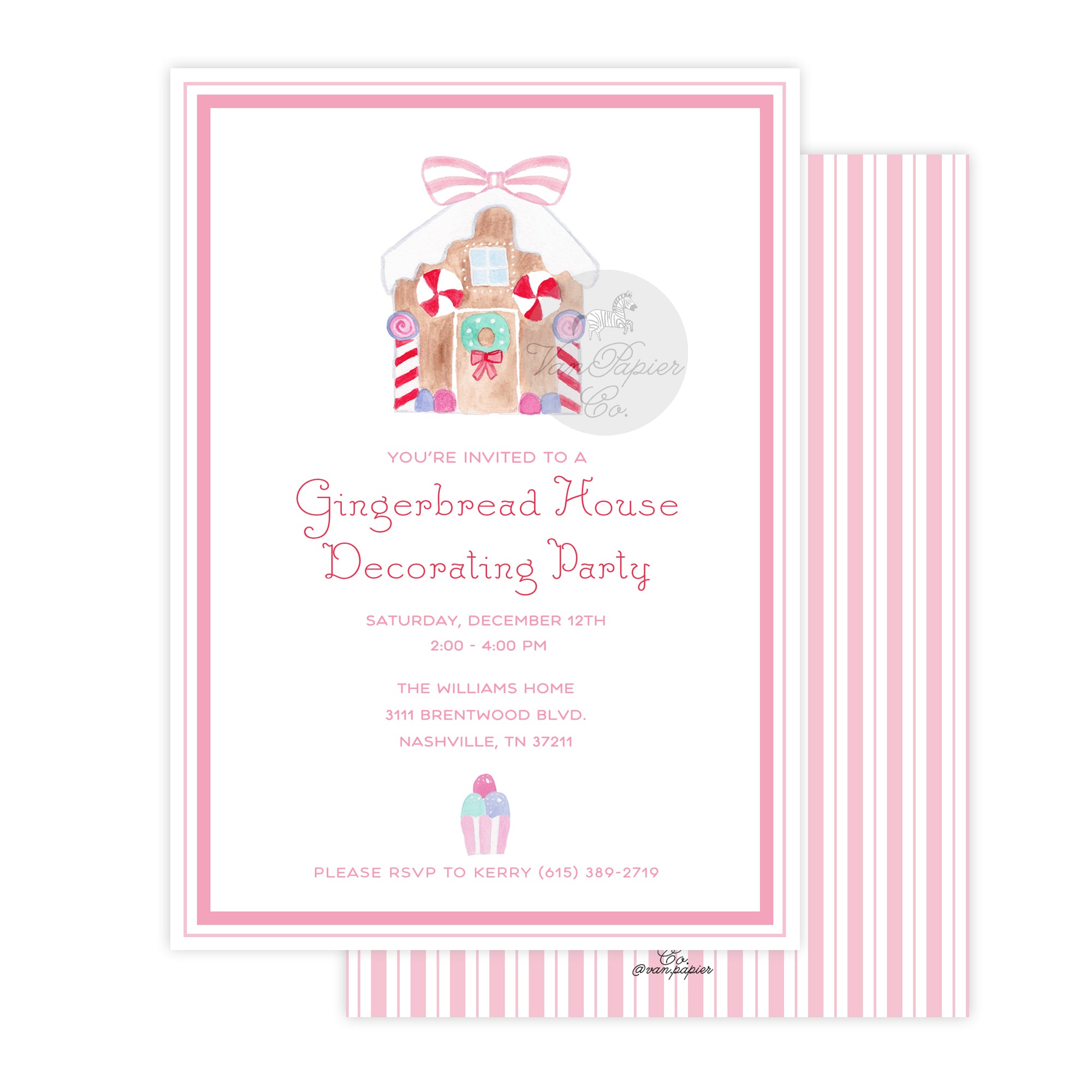 Watercolor Gingerbread House Decorating Invitation