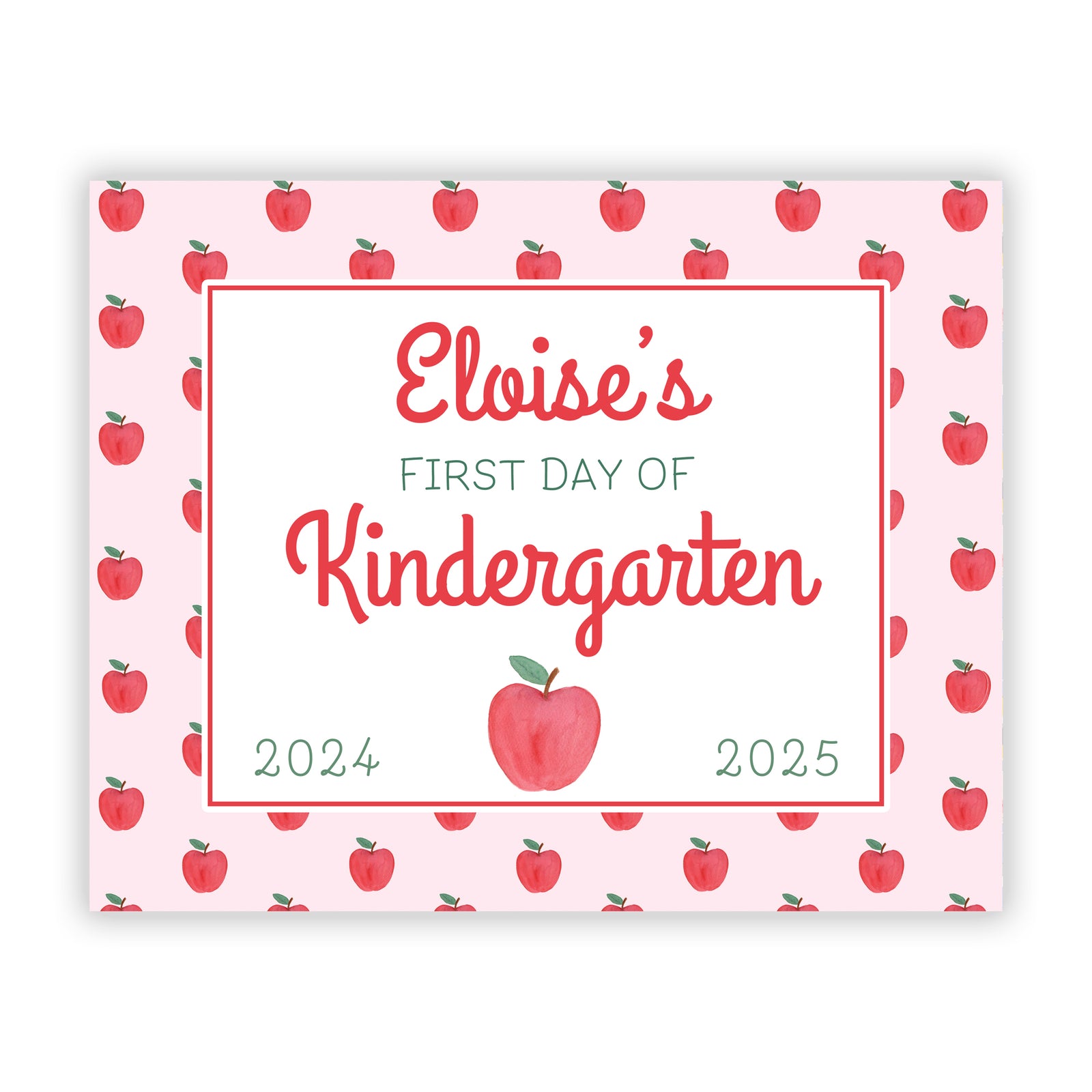 First and Last Day of School Sign in Pink Apples