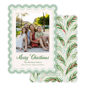 Mint Green Scalloped Border Holiday Card