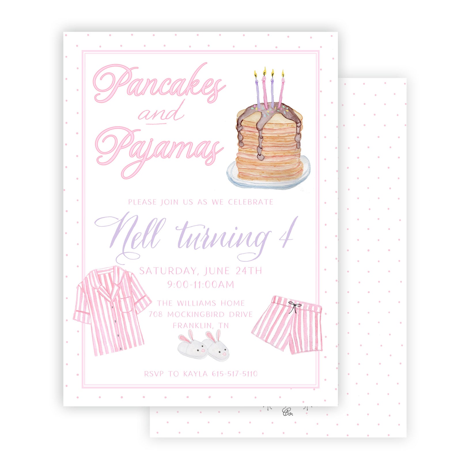 Pancakes and Pajamas Birthday Invitation