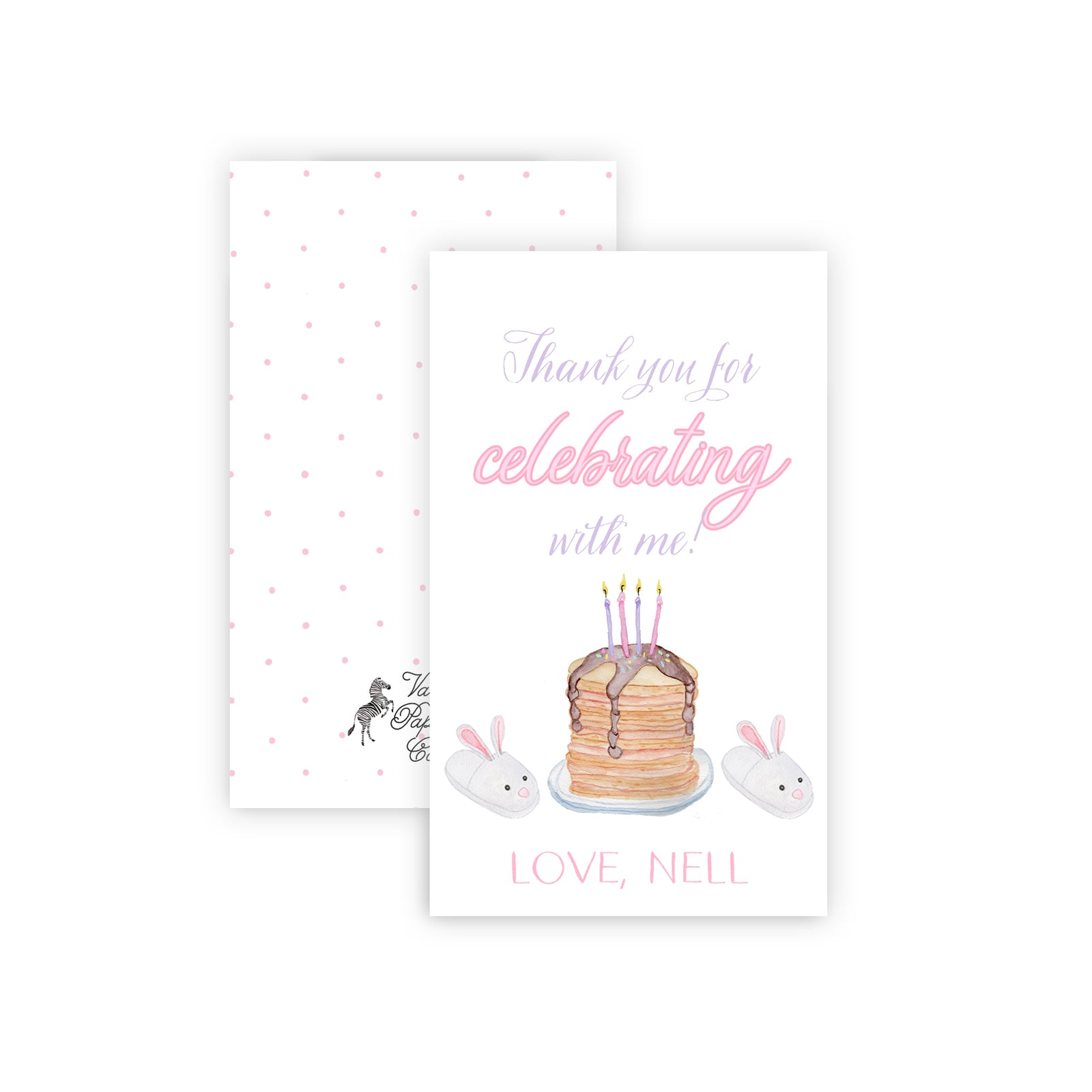 Pink Watercolor Pajamas and Pancakes Gift Tags