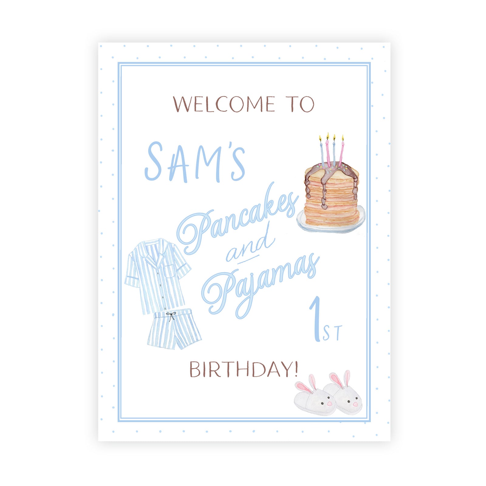 Pancakes and Pajamas Birthday Welcome Sign
