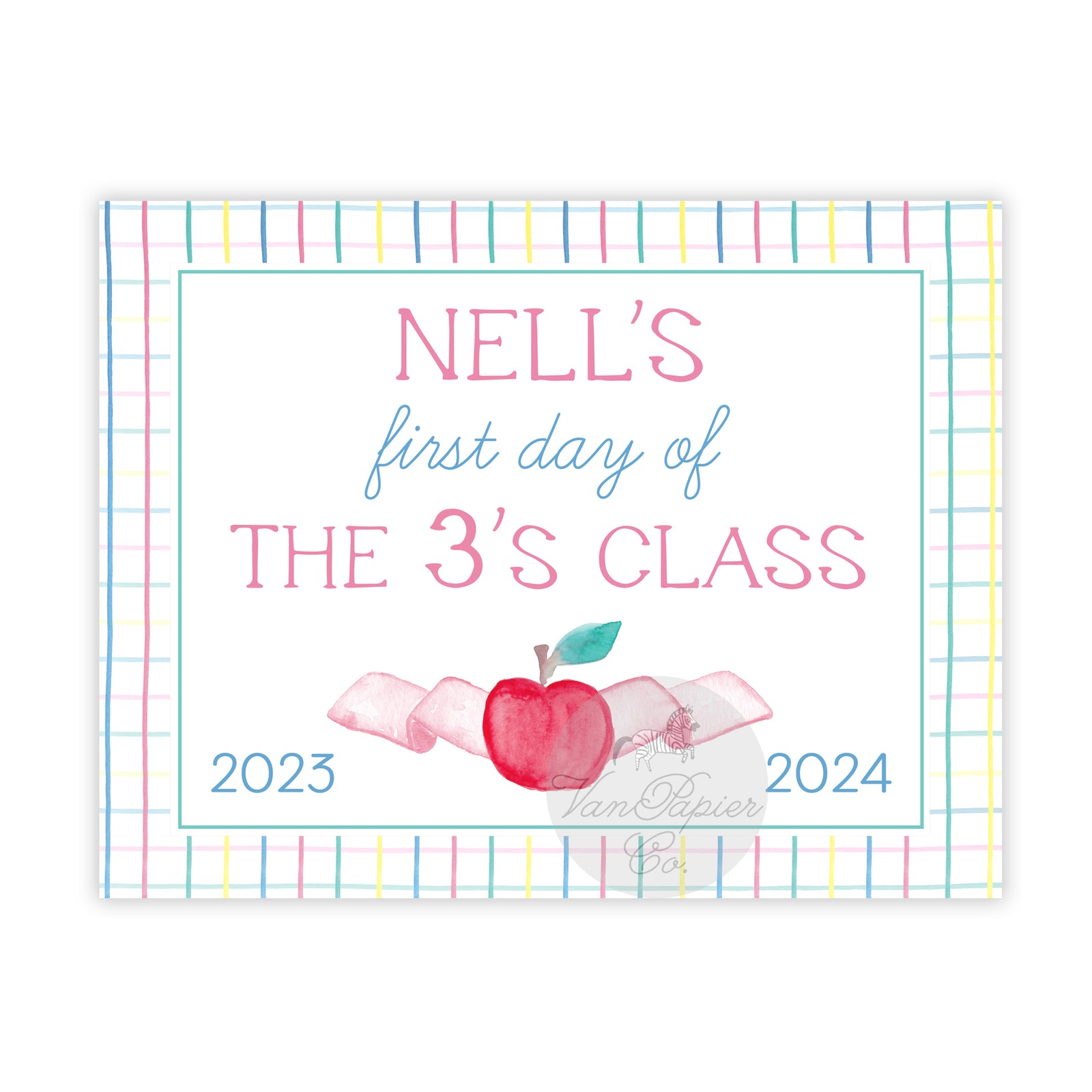 First and Last Day of School Sign in Pastel Plaid