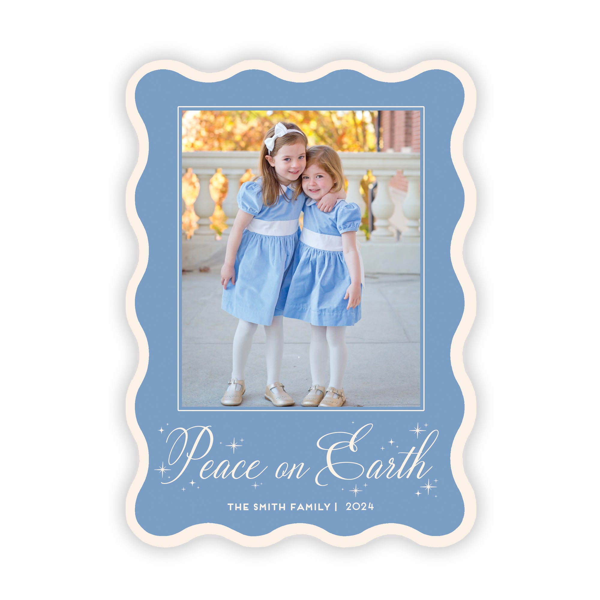 Peace on Earth Wavy Border Christmas Card