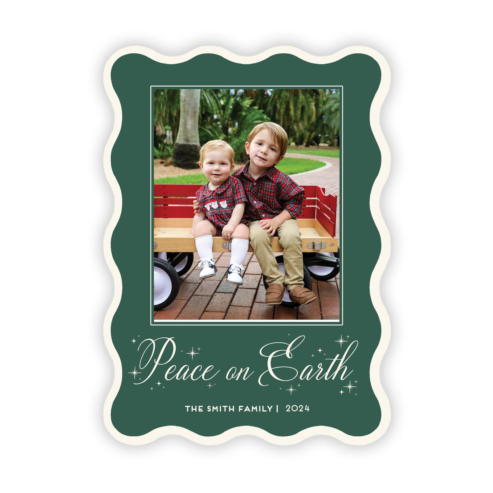 Peace on Earth Wavy Border Christmas Card